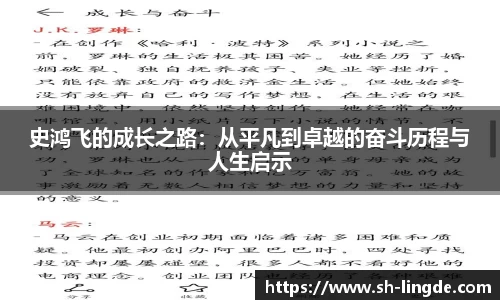 史鸿飞的成长之路：从平凡到卓越的奋斗历程与人生启示
